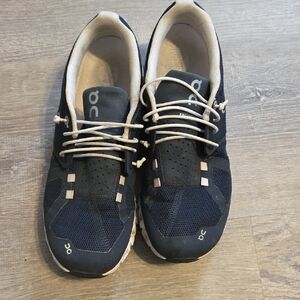 On Running Navy and White Athletic Shoes